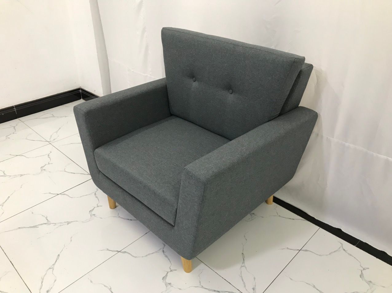 Ghế sofa đơn xinh xắn NS03 màu xám lông chuột giá rẻ