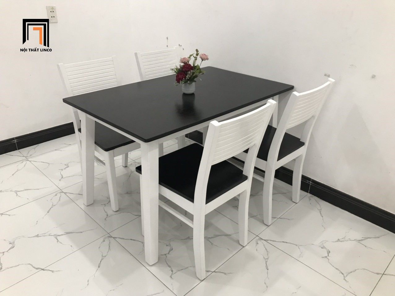 Bộ bàn ăn 4 ghế gỗ 4-KH4-G7-B108-dentrang sang trọng