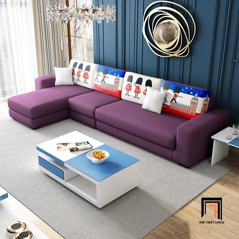 Bộ ghế sofa góc gia đình vải nỉ GT193 Obidos 3m x 1m6 giá rẻ