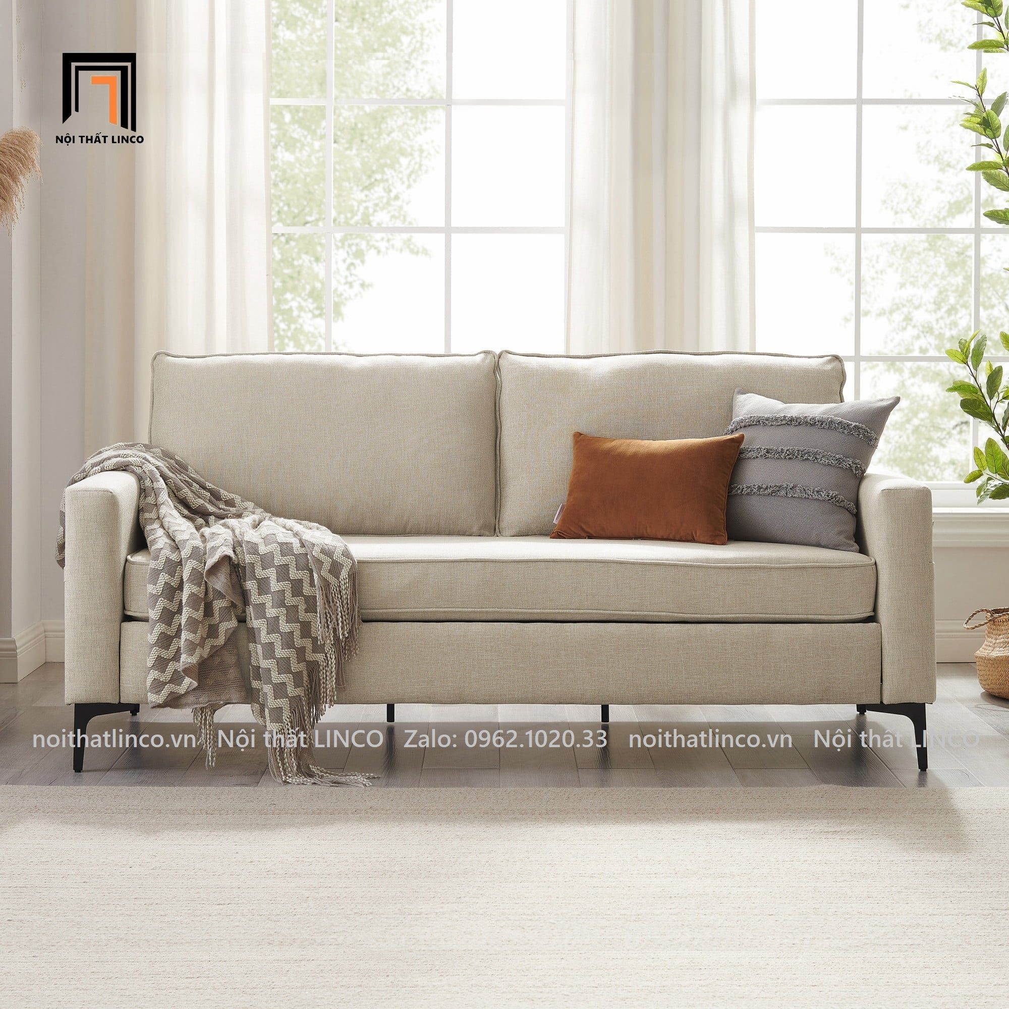 Ghế sofa băng phong cách Ý BT52-Larissa 1m9 có túi đựng đồ