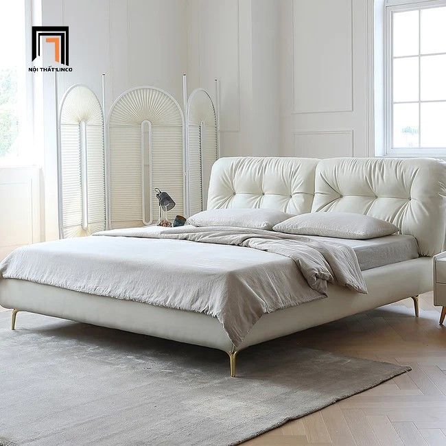 Giường ngủ bọc da Pu GN43 Noral 1m6 x 2m đầu giường giật lún