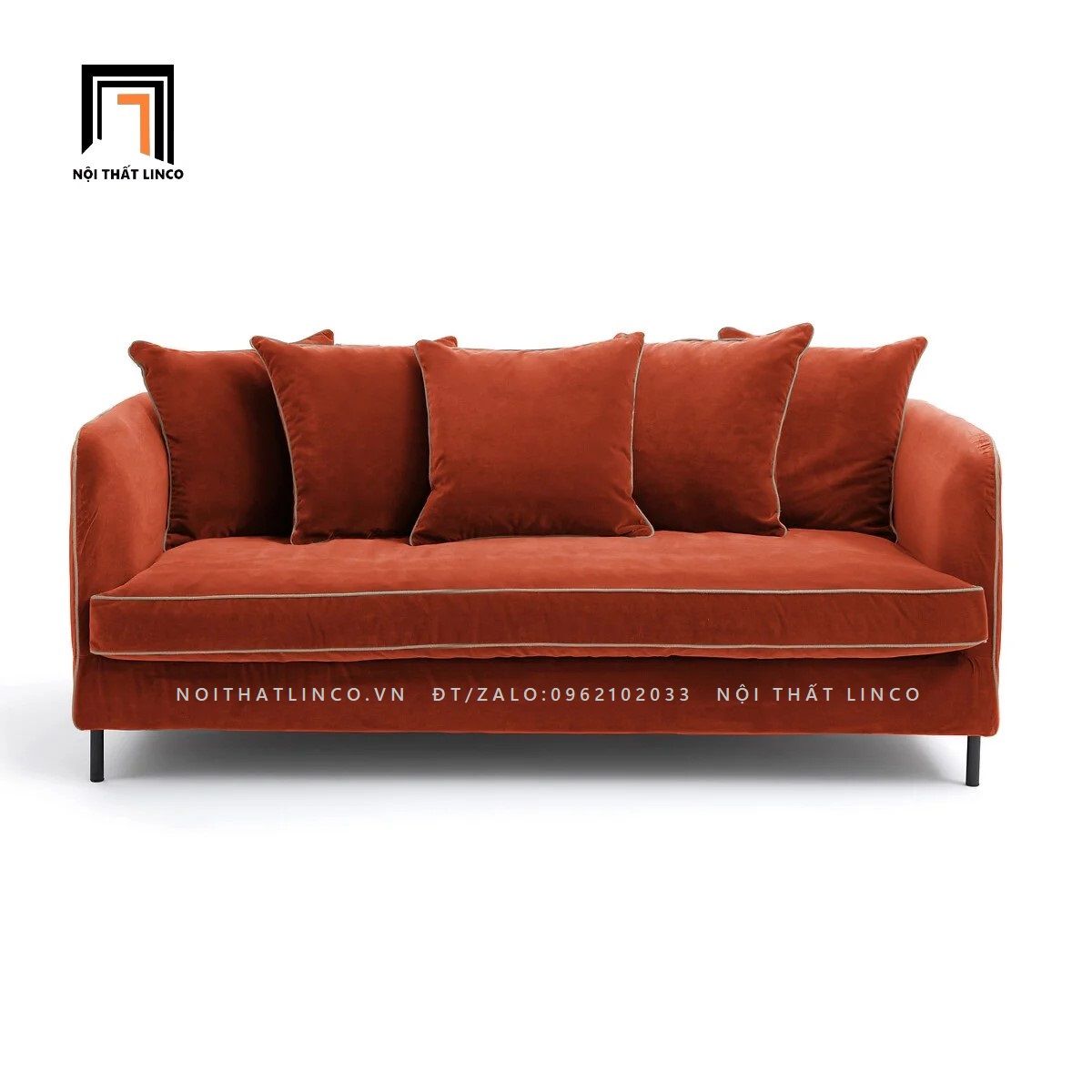 Sofa băng chạy viền trắng BT95 Hoek 2m màu xanh đen