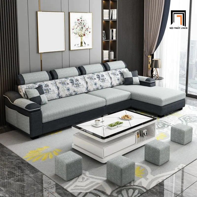 Bộ ghế sofa góc chữ L GT166 Beaver 3m x 1m6 phòng khách đẹp
