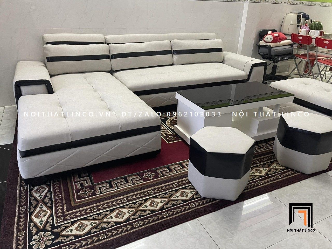 Bộ ghế sofa L phòng khách GT45 Blink 3m x 1m8 da công nghiệp