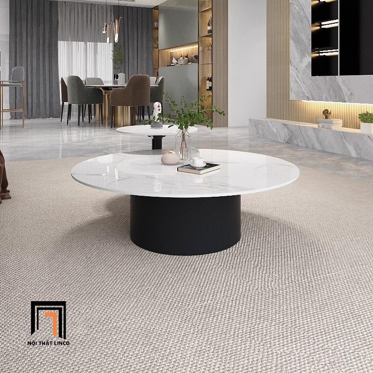 Bàn sofa hình tròn 70cm đá ceramic BSF82 Lasea phòng khách