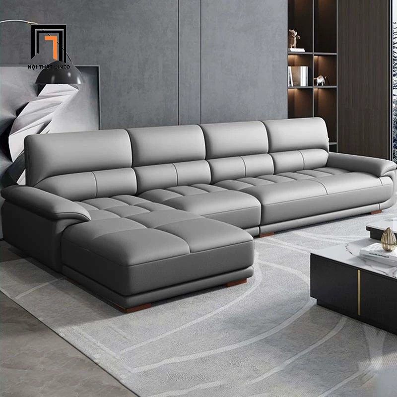 Sofa góc chữ L da giả xám trắng GT264 Genola 3m x 1m6 cao cấp