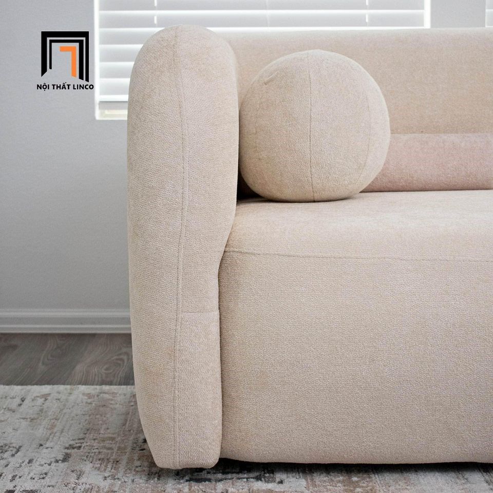 Ghế sofa văng cong shop tiệm BT262 Utah dài 2m vải nỉ màu kem