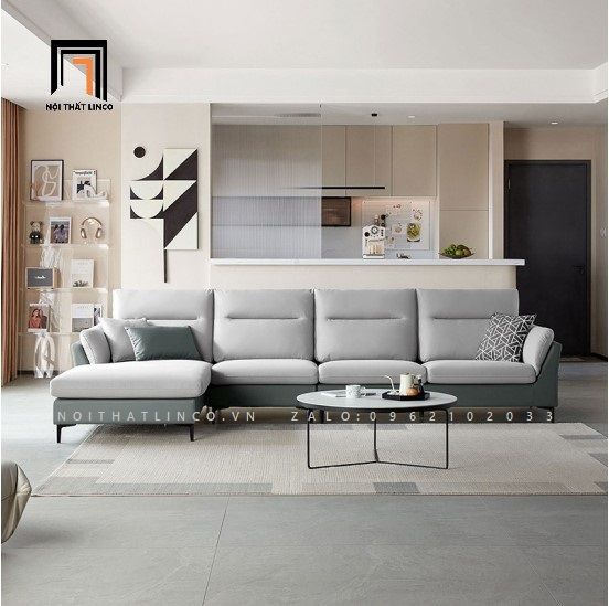 Bộ ghế sofa góc L 3m x 1m6 da công nghiệp GT35 Mixseti phòng lớn
