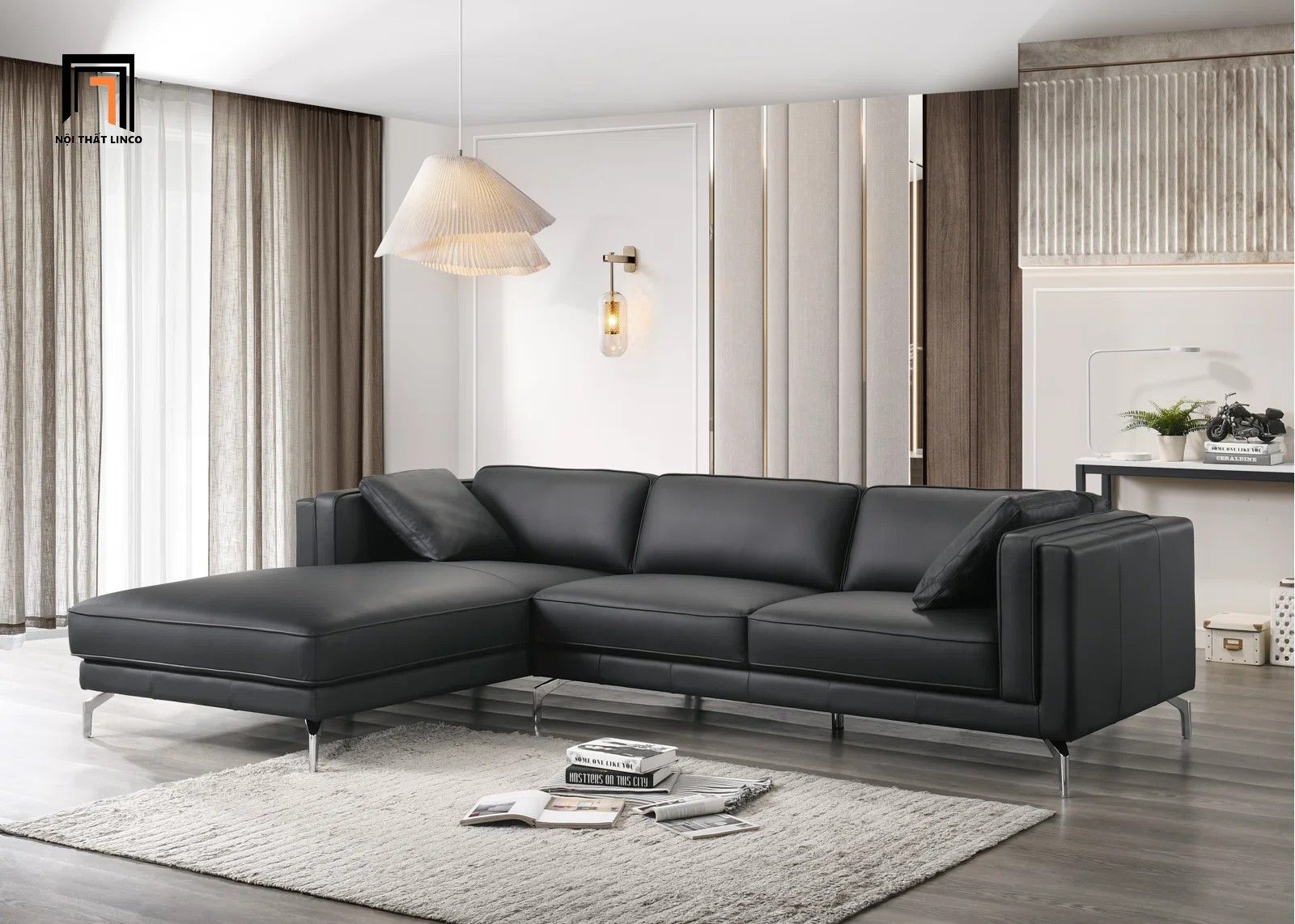 Ghế sofa góc chữ L GT103 2m4 x 1m6 da Pu cho phòng khách