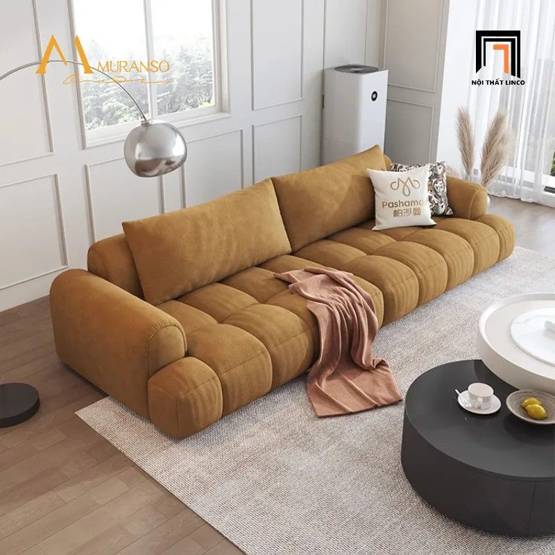 Bộ ghế sofa gia đình KT72 Muranso vải nhung nỉ đẹp
