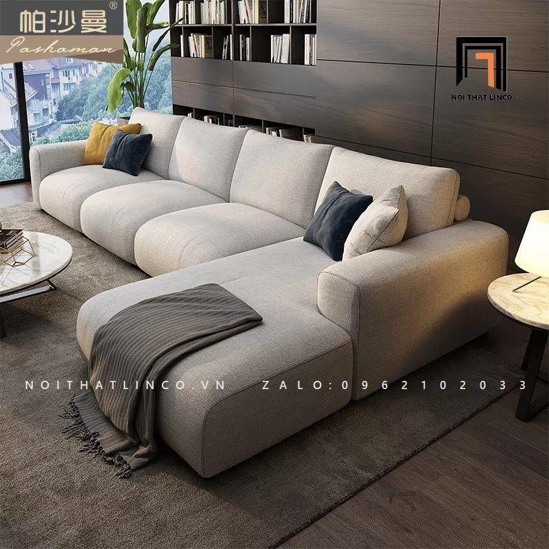 Bộ ghế sofa góc chữ L lớn GT29 Hoove 3m x 1m6 xám trắng