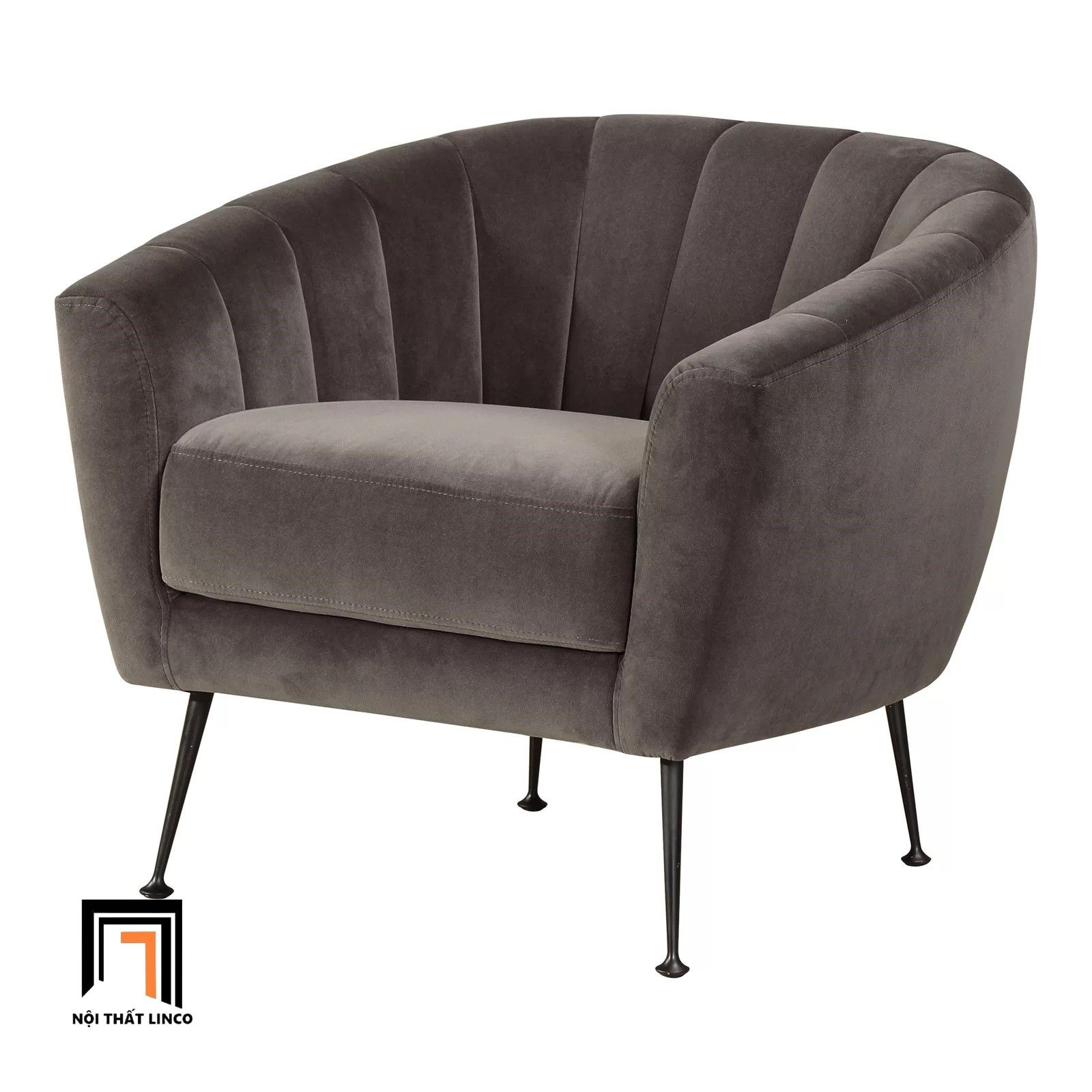 Ghế sofa đơn nhỏ gọn DT34 Aretha vải nhung màu nâu