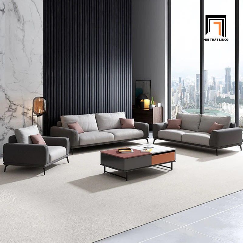 Ghế sofa băng nhỏ gọn dài 2m BT254 Atonio phối màu da xám