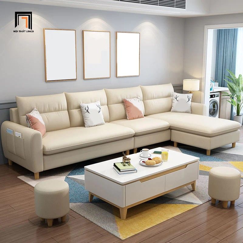 Bộ ghế sofa góc L vải nỉ GT119 Anahem 2m8 x 1m5 giá rẻ