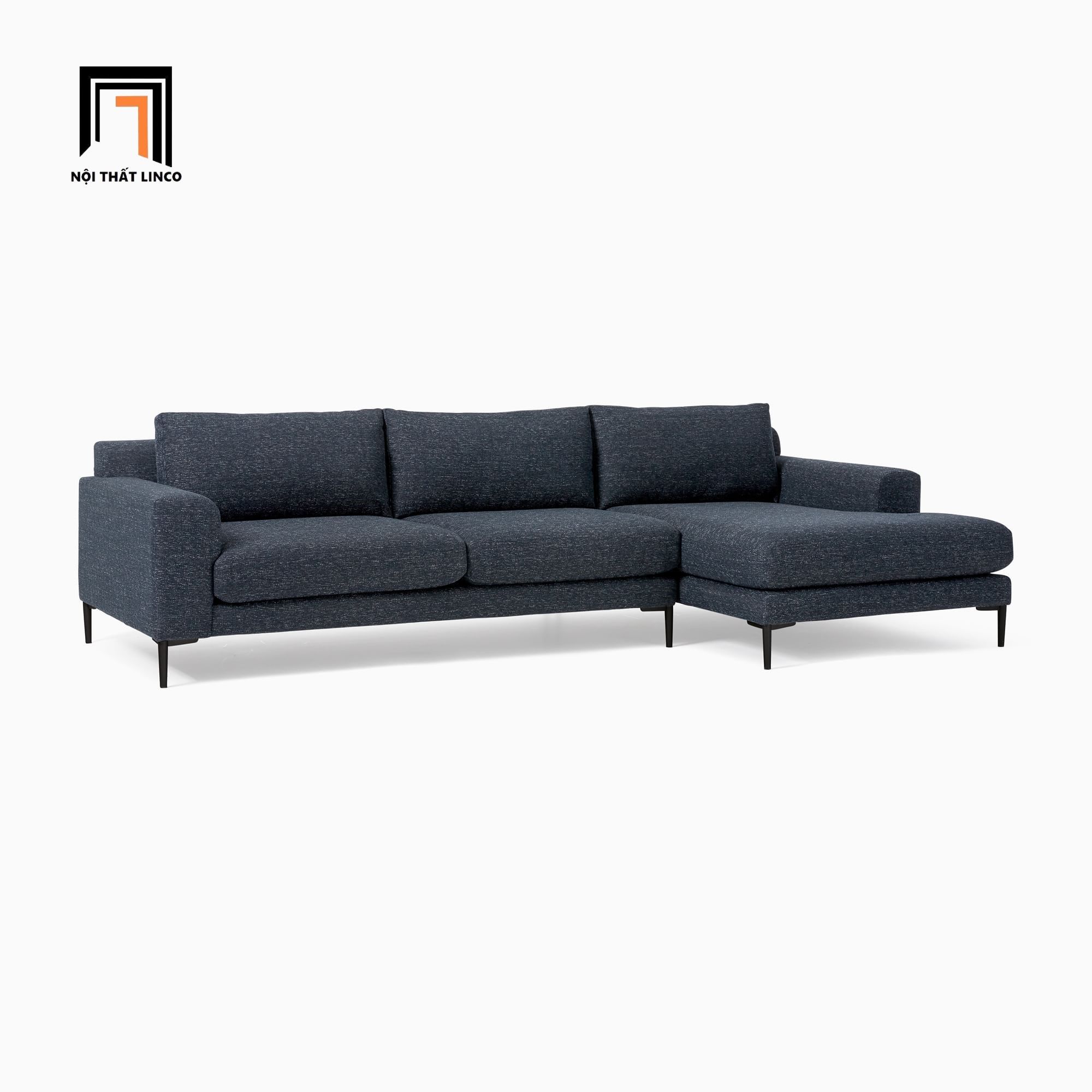 Bộ ghế sofa góc L phòng khách 2m4 x 1m6 GT134 Harper màu xanh đậm