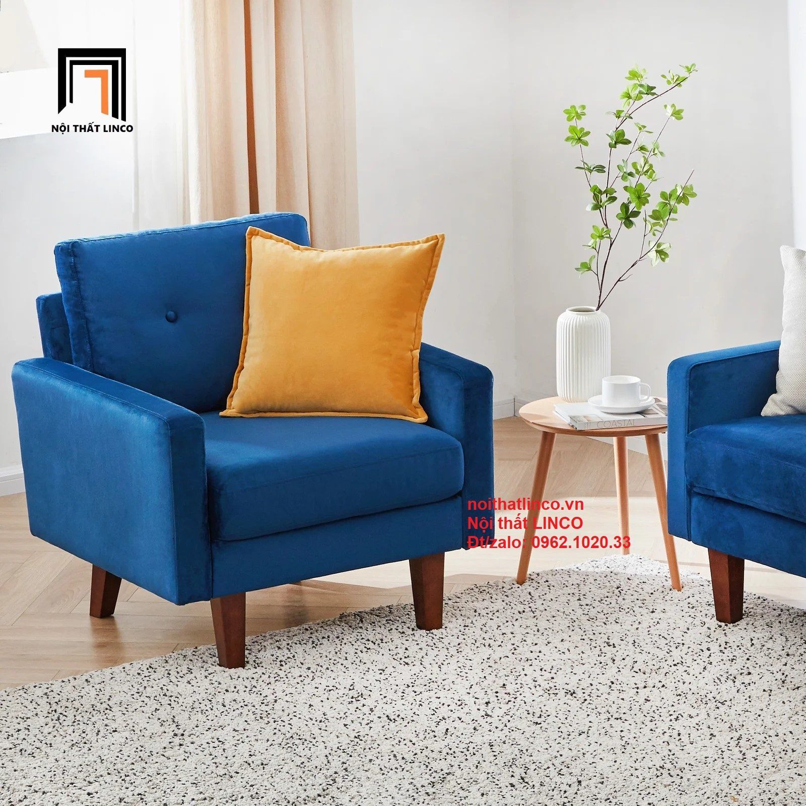 Ghế sofa đơn mini DT8 Brook vải nhung hiện đại giá rẻ