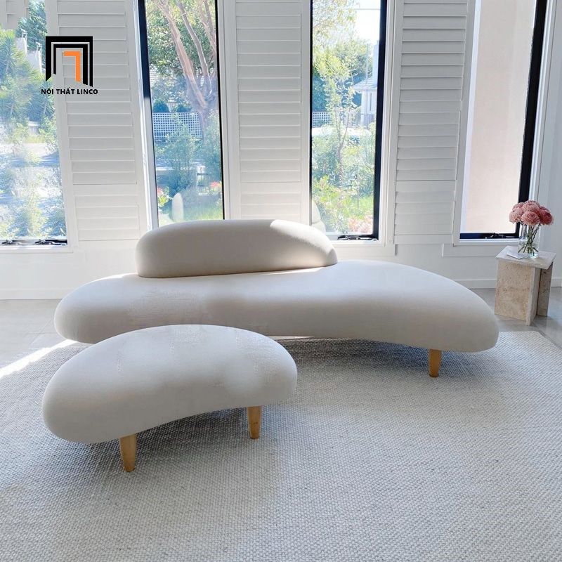 Bộ ghế sofa văng cong cho shop tiệm BT248 Beanee xám trắng