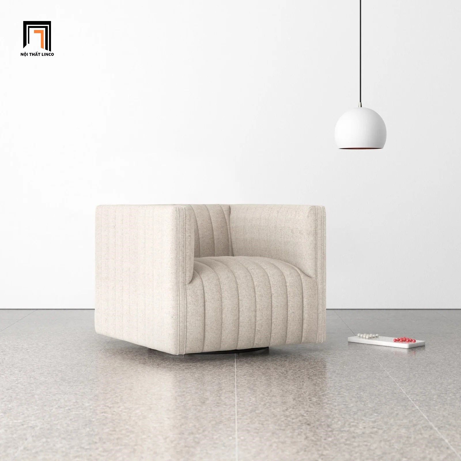 Ghế sofa đơn trang trí DT35 Brant nhỏ xinh màu kem