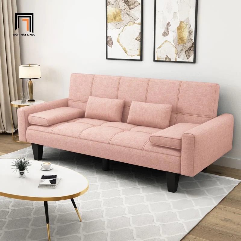 Ghế sofa giường nằm dài 1m9 màu hồng phấn GB59 Sheridan