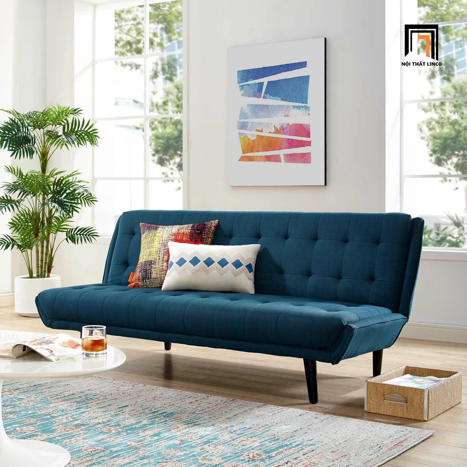 Ghế sofa giường hiện đại GB23 Ethel dài 2m màu xám lông chuột