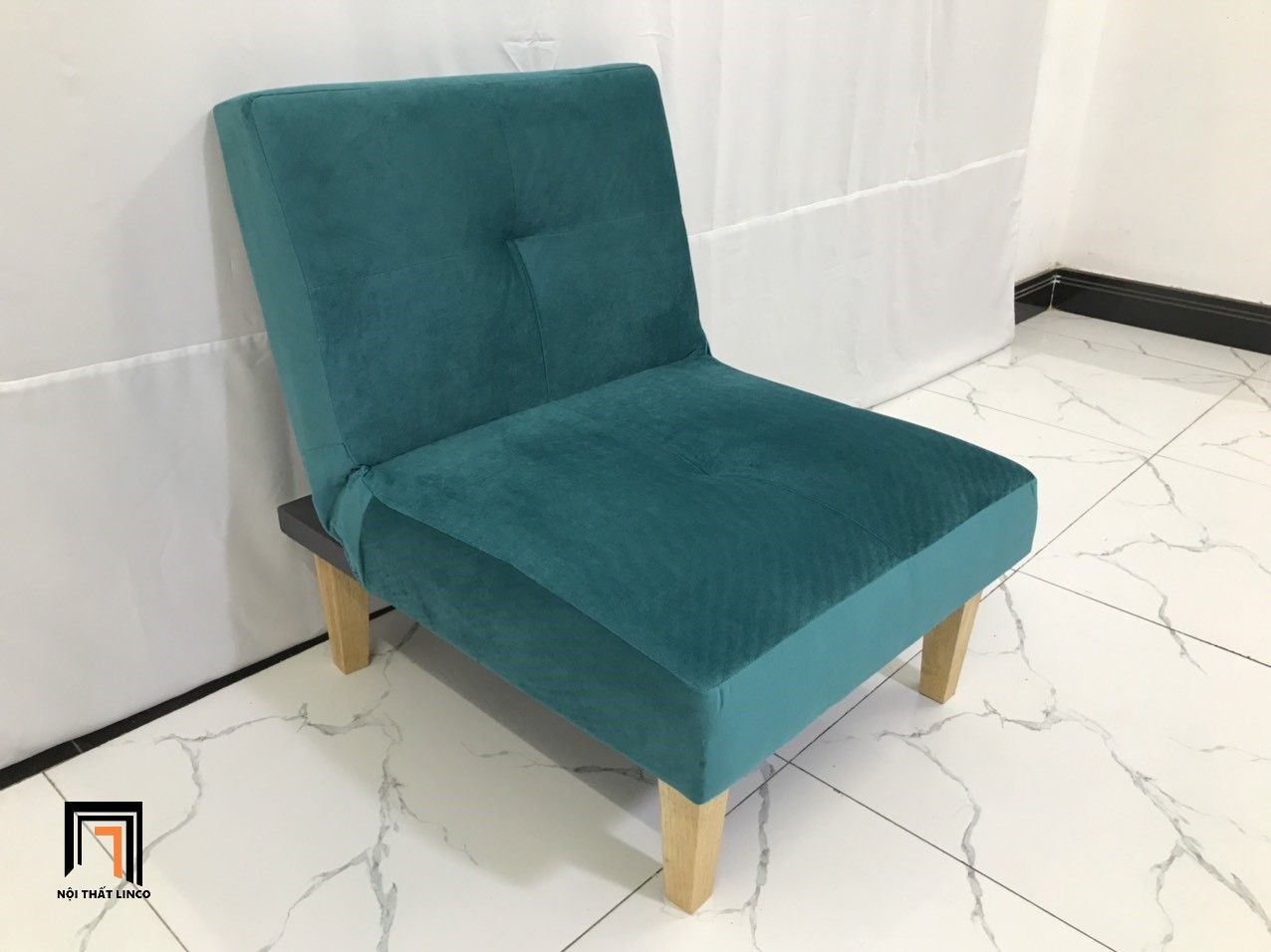 Ghế đơn sofa mini NS01 xanh lá cây vải nhung nỉ