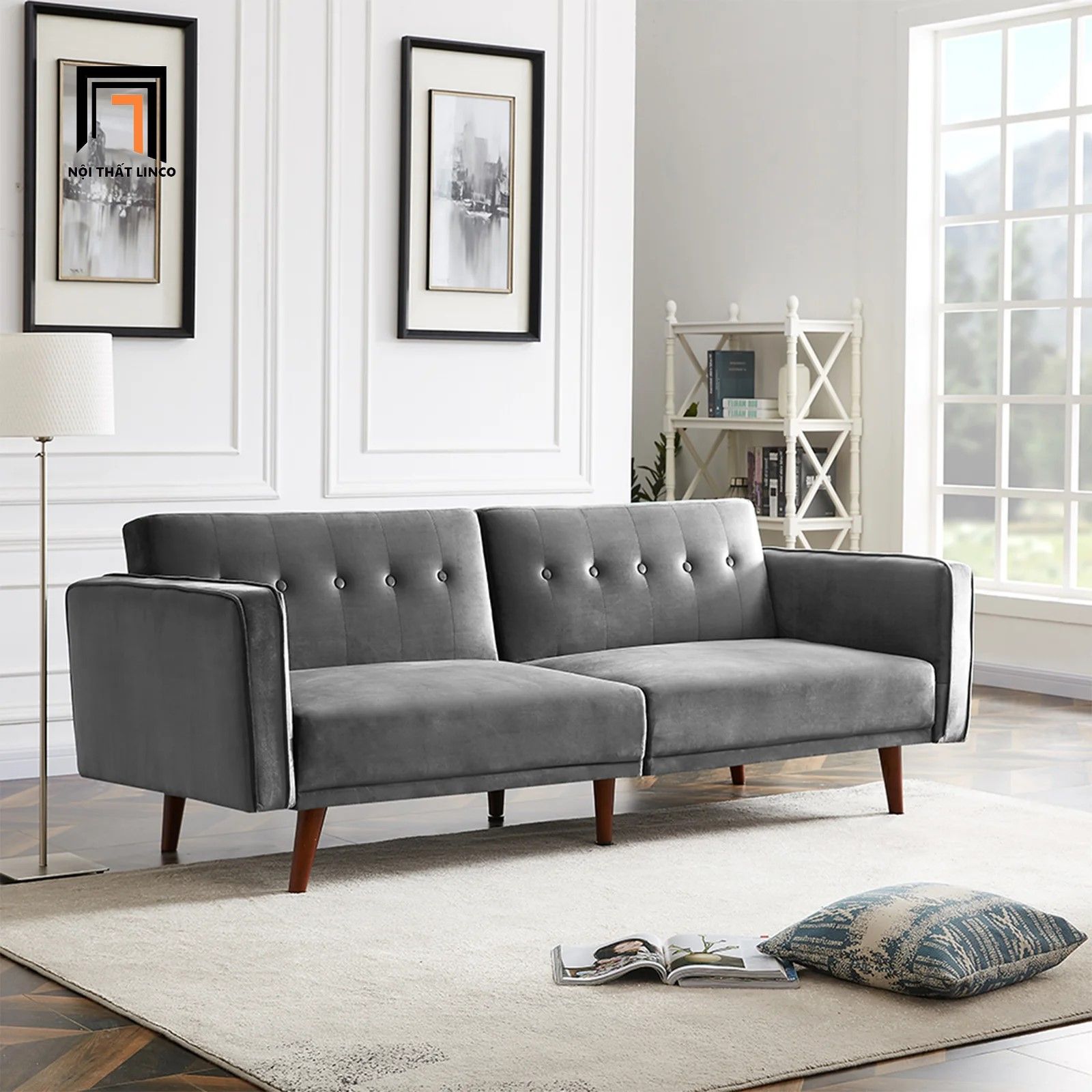Ghế sofa bed bật giường nằm GB49 Oahu dài 1m9 xanh đậm