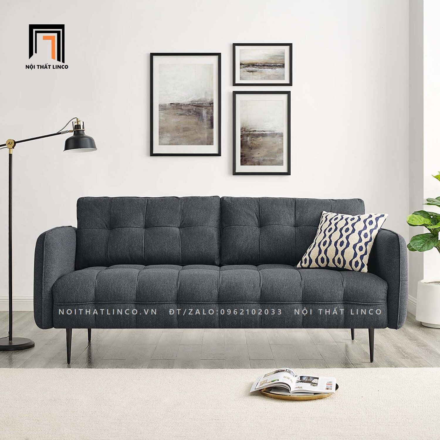 Ghế sofa băng giá rẻ BT98 Cameron dài 1m9 chân inox