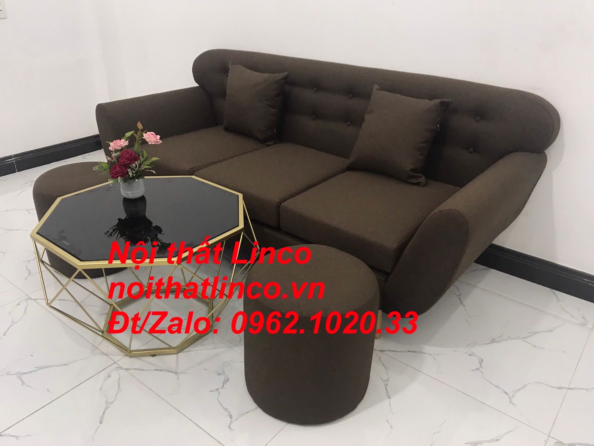 Bộ bàn ghế sofa băng giá rẻ | Sofa màu nâu cafe | Nội thất Linco Tphcm