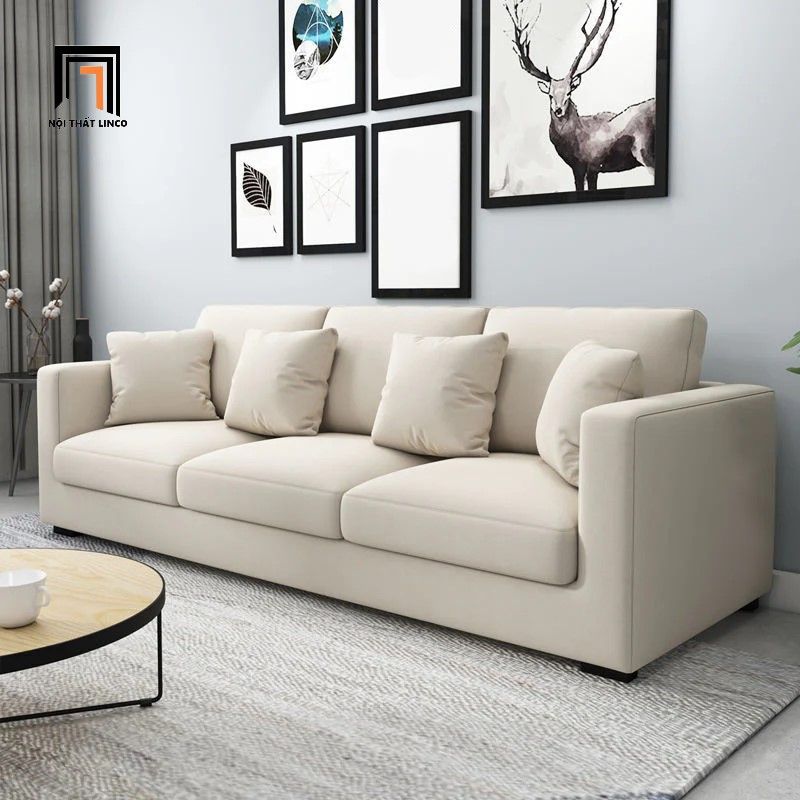 Bộ ghế sofa phòng khách gia đình giá rẻ KT91 Miller màu trắng kem