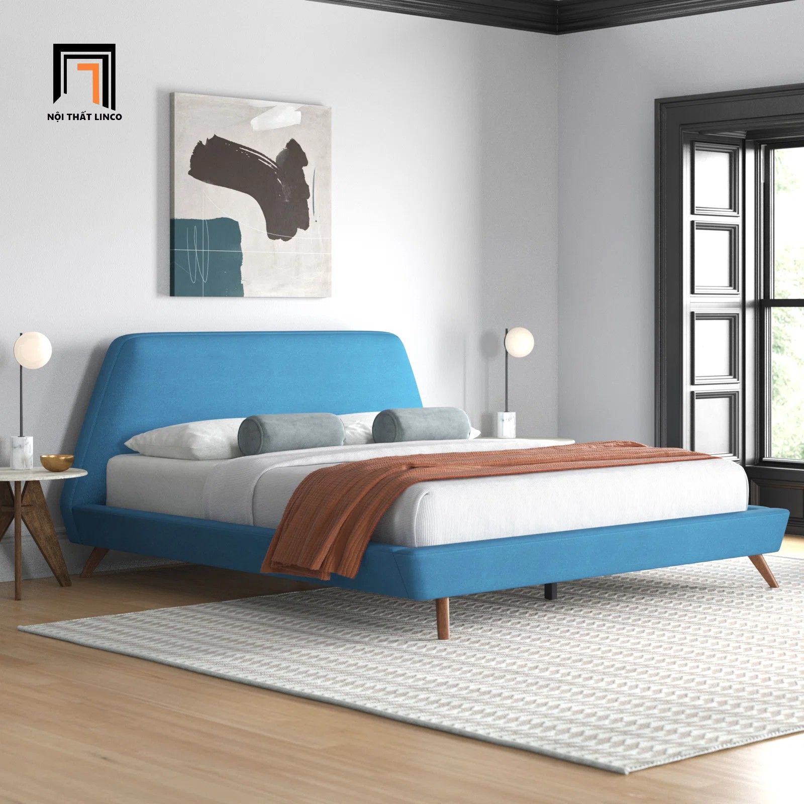 Giường ngủ bọc vải hiện đại GN23 Corrigan cho căn hộ chung cư