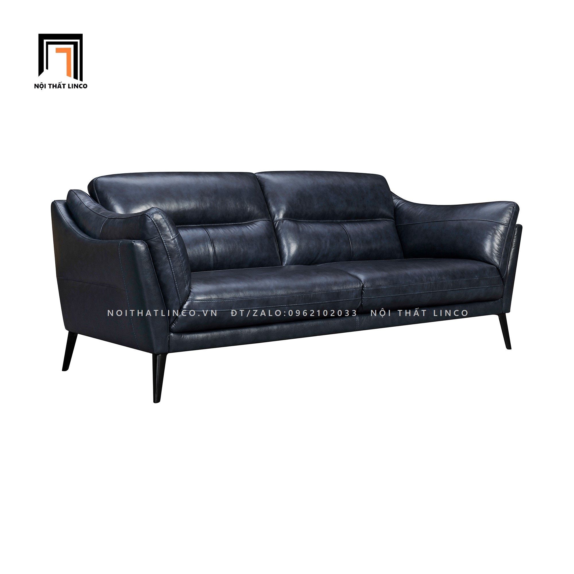 Ghế sofa băng xanh đen BT133 Franz da công nghiệp sang trọng