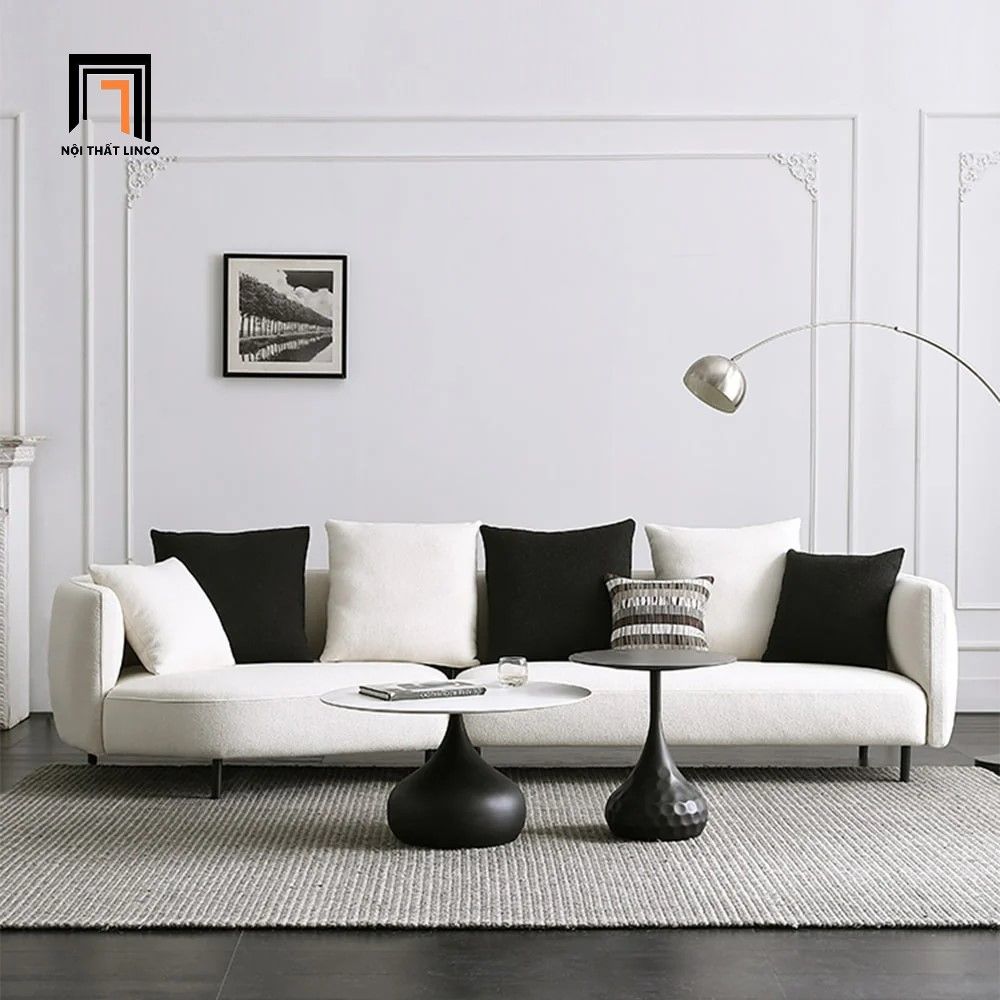Ghế sofa băng cong dài 2m5 BT327 Tino màu xám trắng đẹp