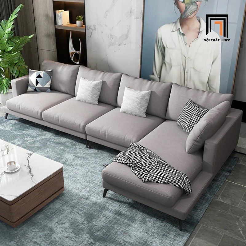 Ghế sofa góc L 3m x 1m6 GT188 Creusot màu xám lông chuột