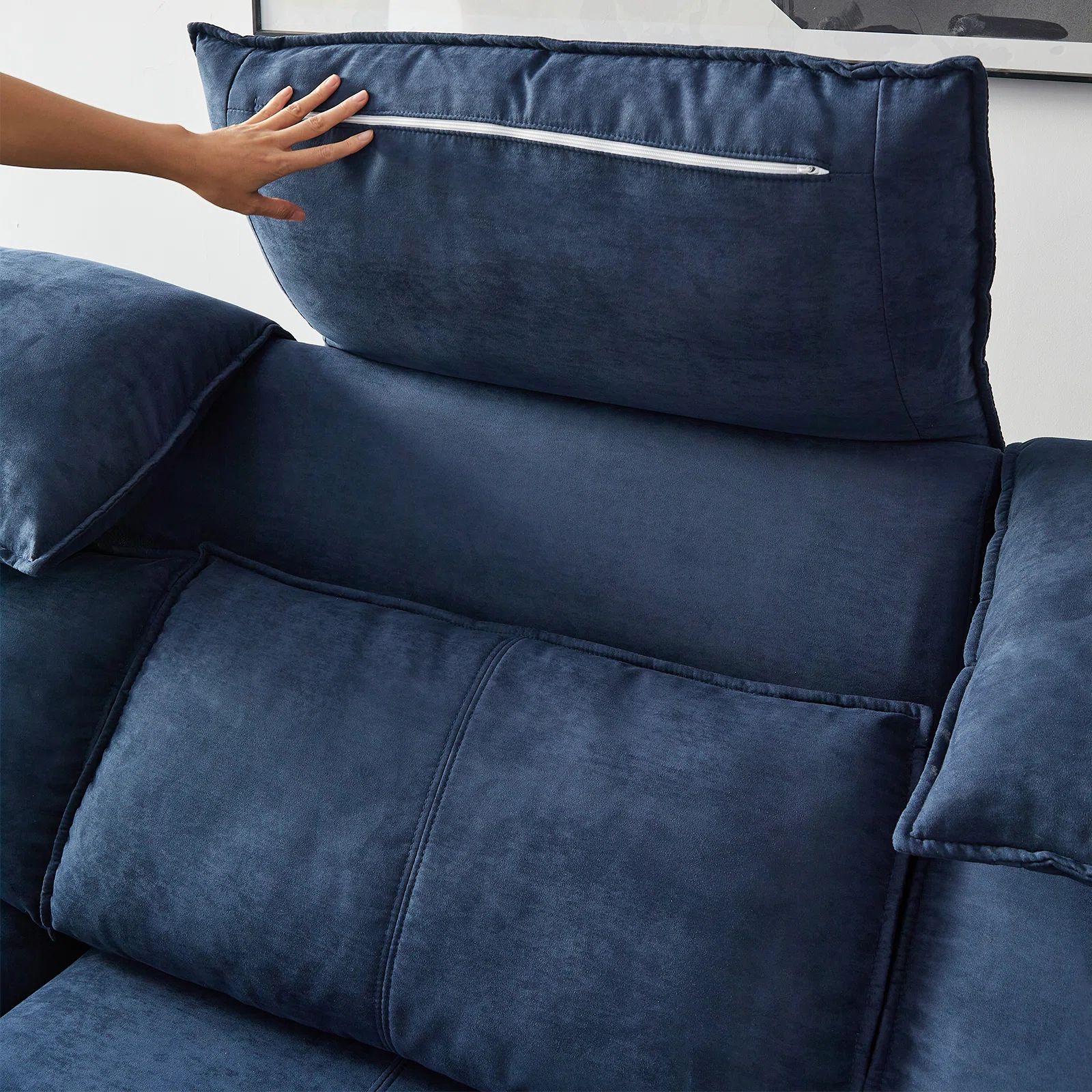 Bộ ghế sofa góc L xanh đậm nỉ GT205 Brescia 3m x 1m7 cao cấp