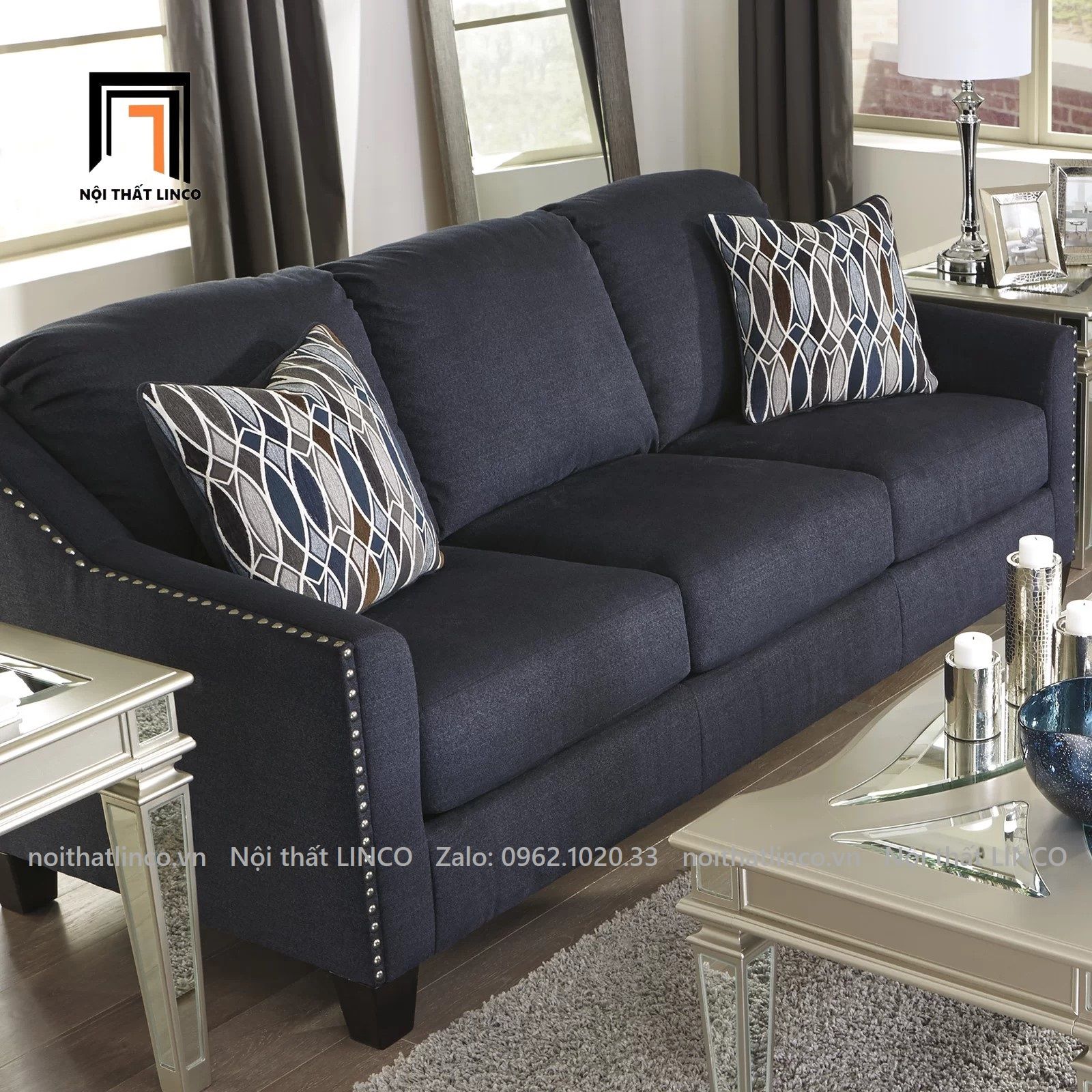 Ghế sofa văng dài 2m BT35 Canchola đính nút đẹp