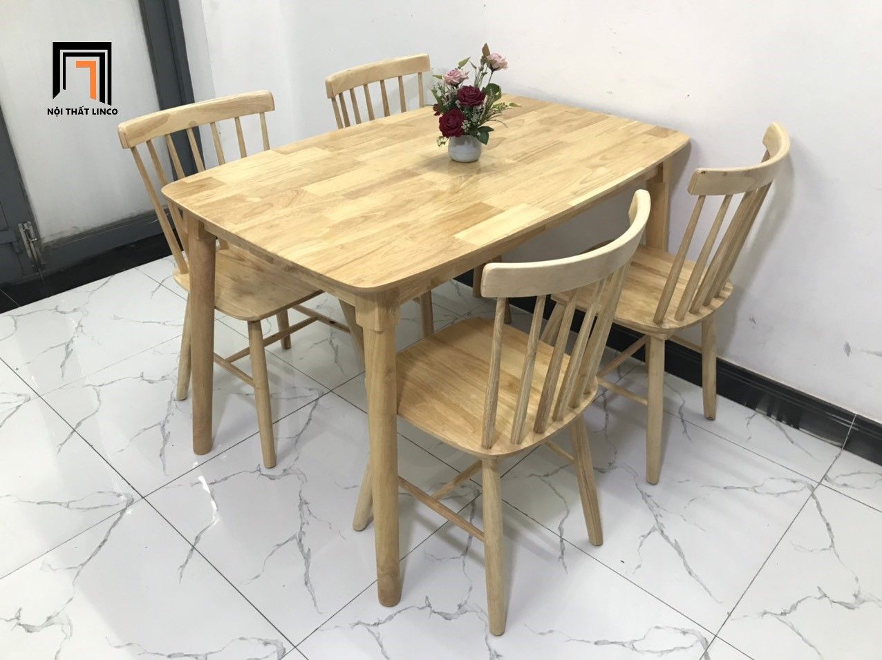 Bộ bàn ăn 4 ghế giá rẻ 2-KH4-G18-B108-go cho phòng bếp đẹp