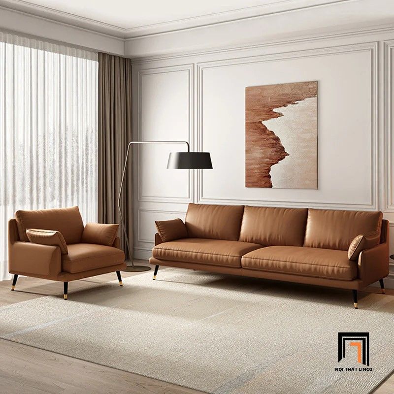 Ghế sofa văng da Pu BT249 Peoria dài 2m2 màu nâu cam