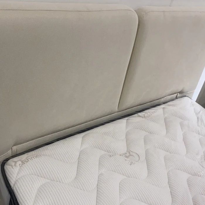 Giường ngủ xinh xắn dài 1m6 x 2m GN74 Bagos xám trắng vải nhung