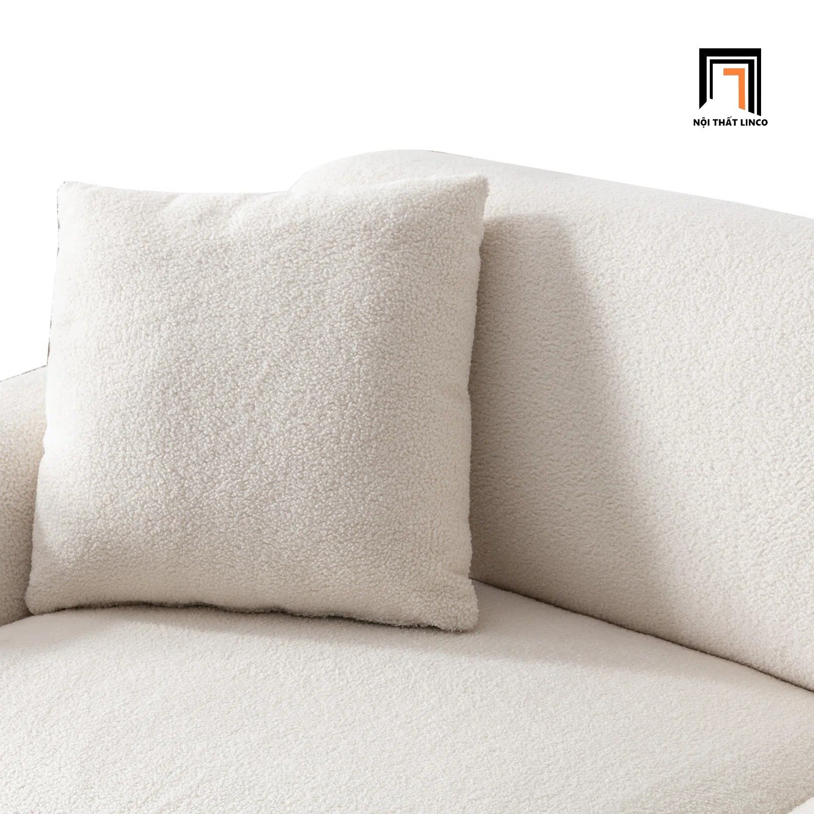Ghế sofa băng dài 2m BT164 LiQuin vải lông cừu trắng kem