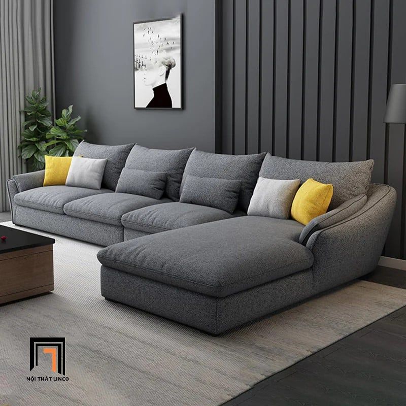 Bộ ghế sofa góc chữ L GT173 Bonita 2m5 x 1m7 xám lông chuột