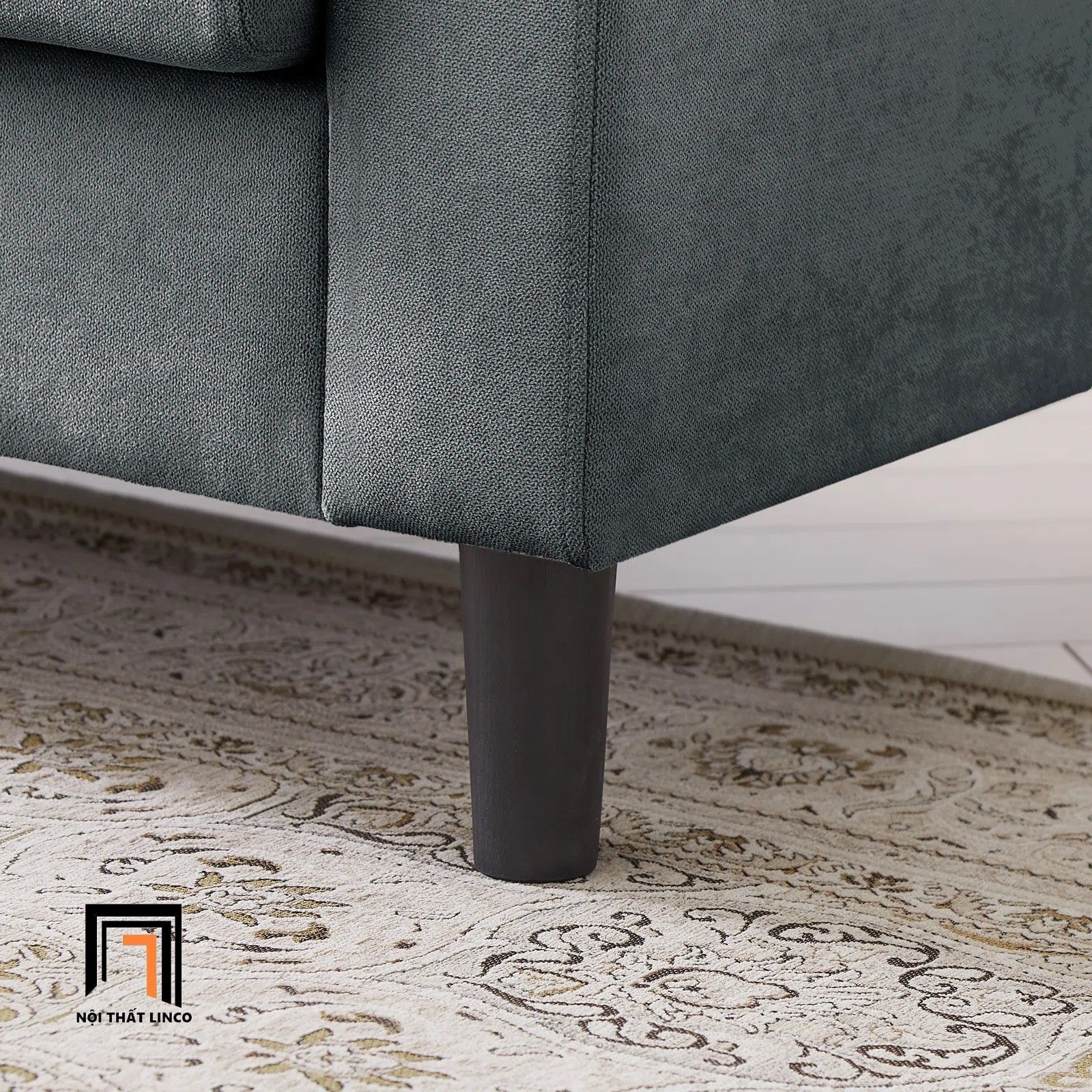 Ghế sofa băng màu xám đen BT202 Keyana dài 1m5 cho phòng nhỏ