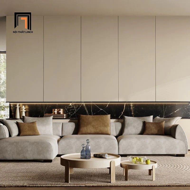 Bộ ghế sofa góc bọc da Pu GT138 Columbus 2m8 x 1m6 màu xám