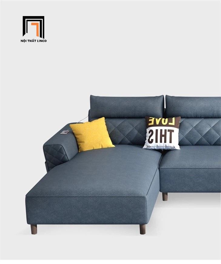 Bộ ghế sofa góc L gia đình đẹp GT247 Breda 3m x 1m6 da Pu mờ