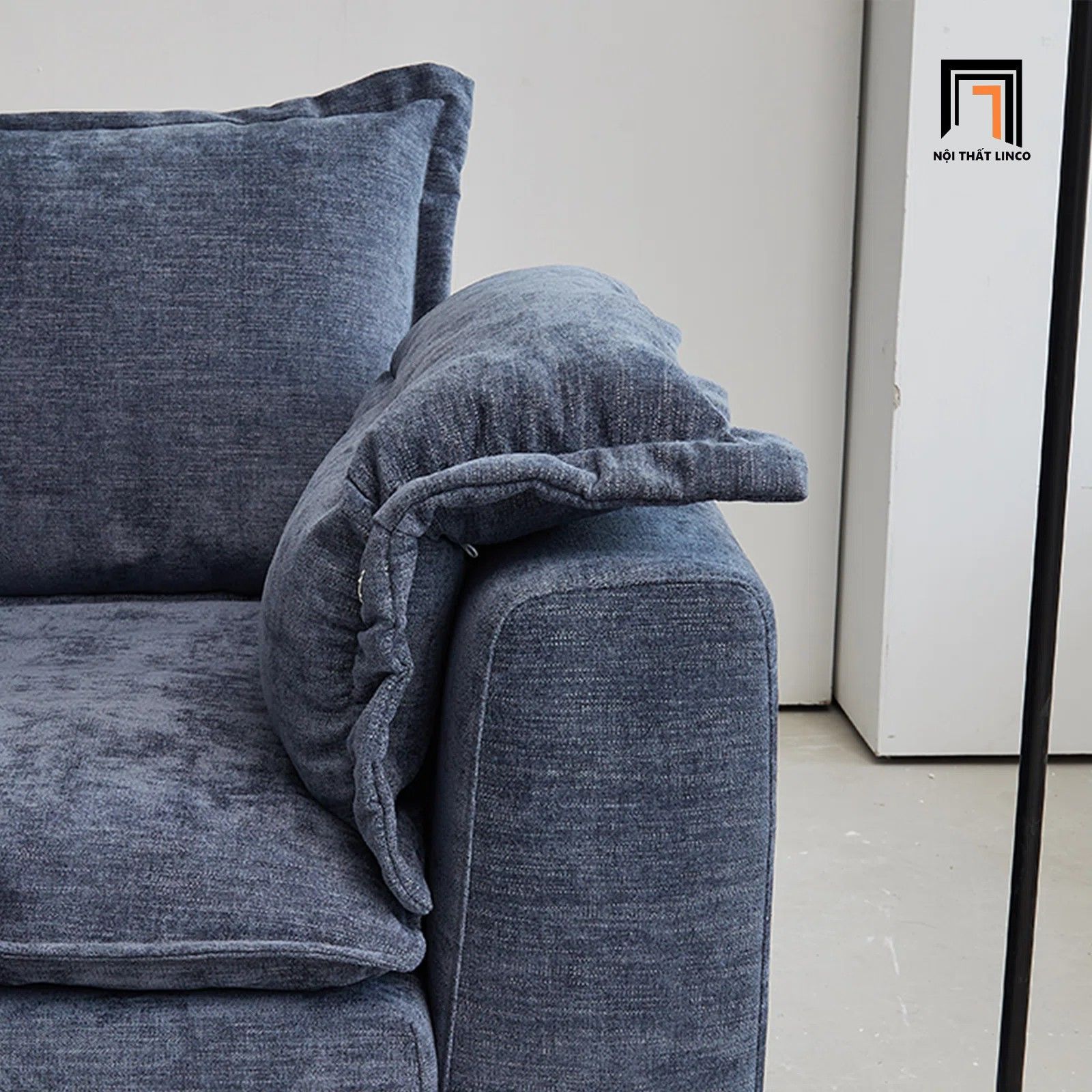 Ghế sofa góc chữ L đẹp GT92 Esed 2m4 x 1m6 vải nỉ xanh navy
