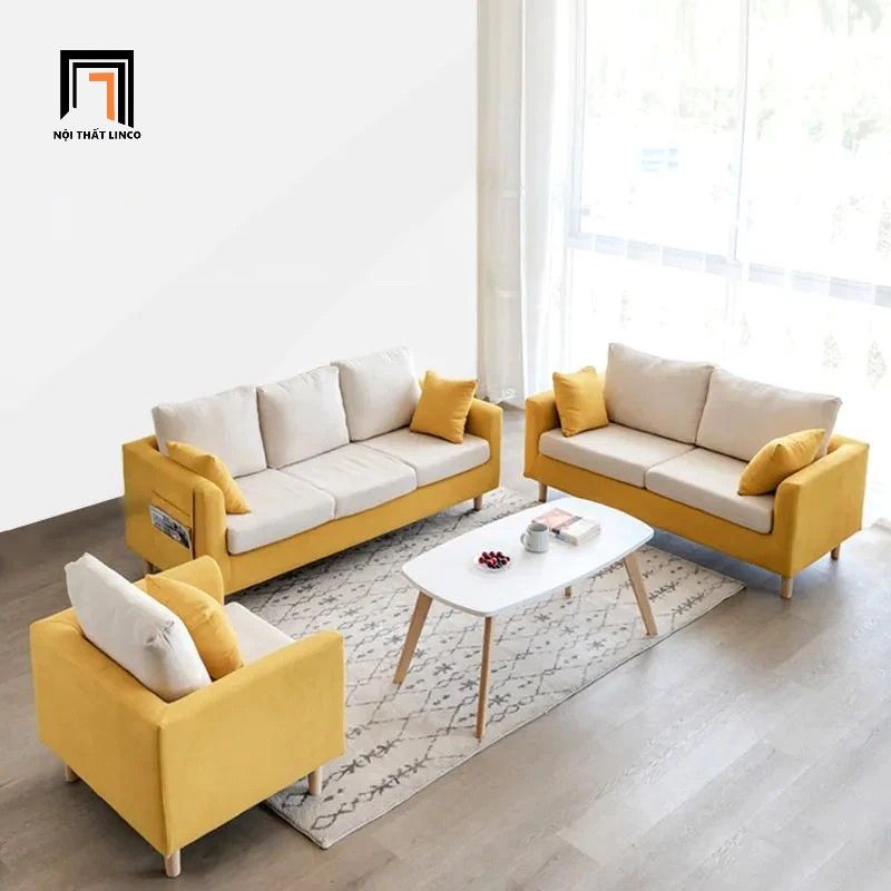 Bộ ghế sofa gia đình nhỏ xinh KT81 Kiddy vải cotton mềm