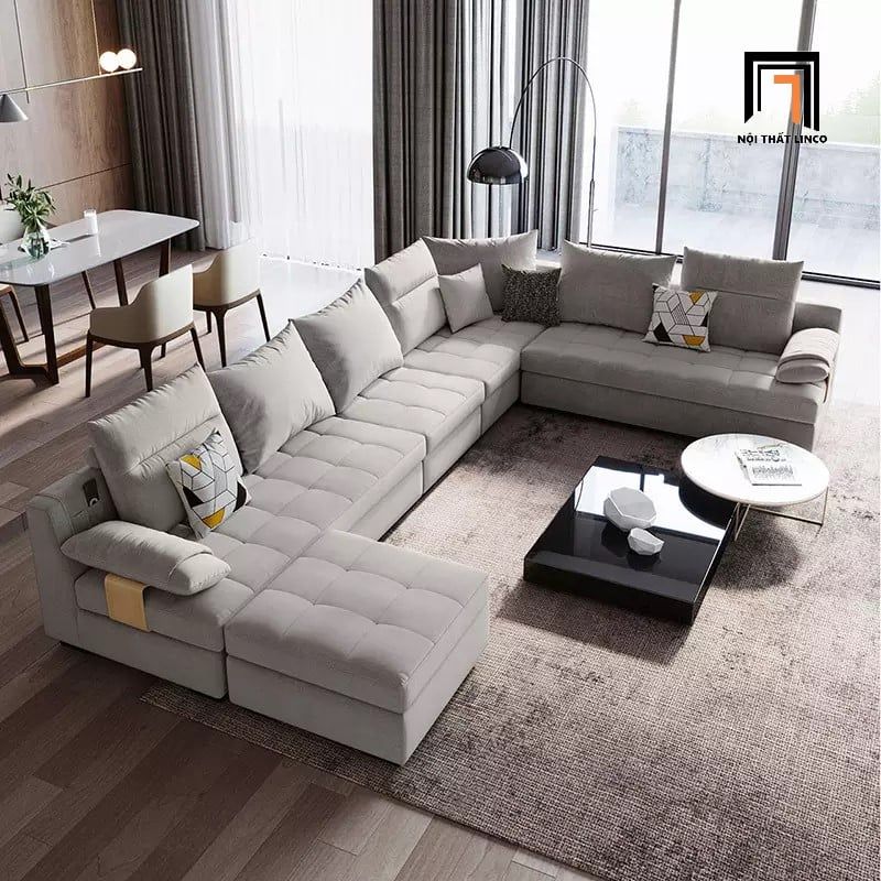 Ghế sofa góc L GT18 Linsy 3m25 x 1m6 cho phòng khách diện tích lớn