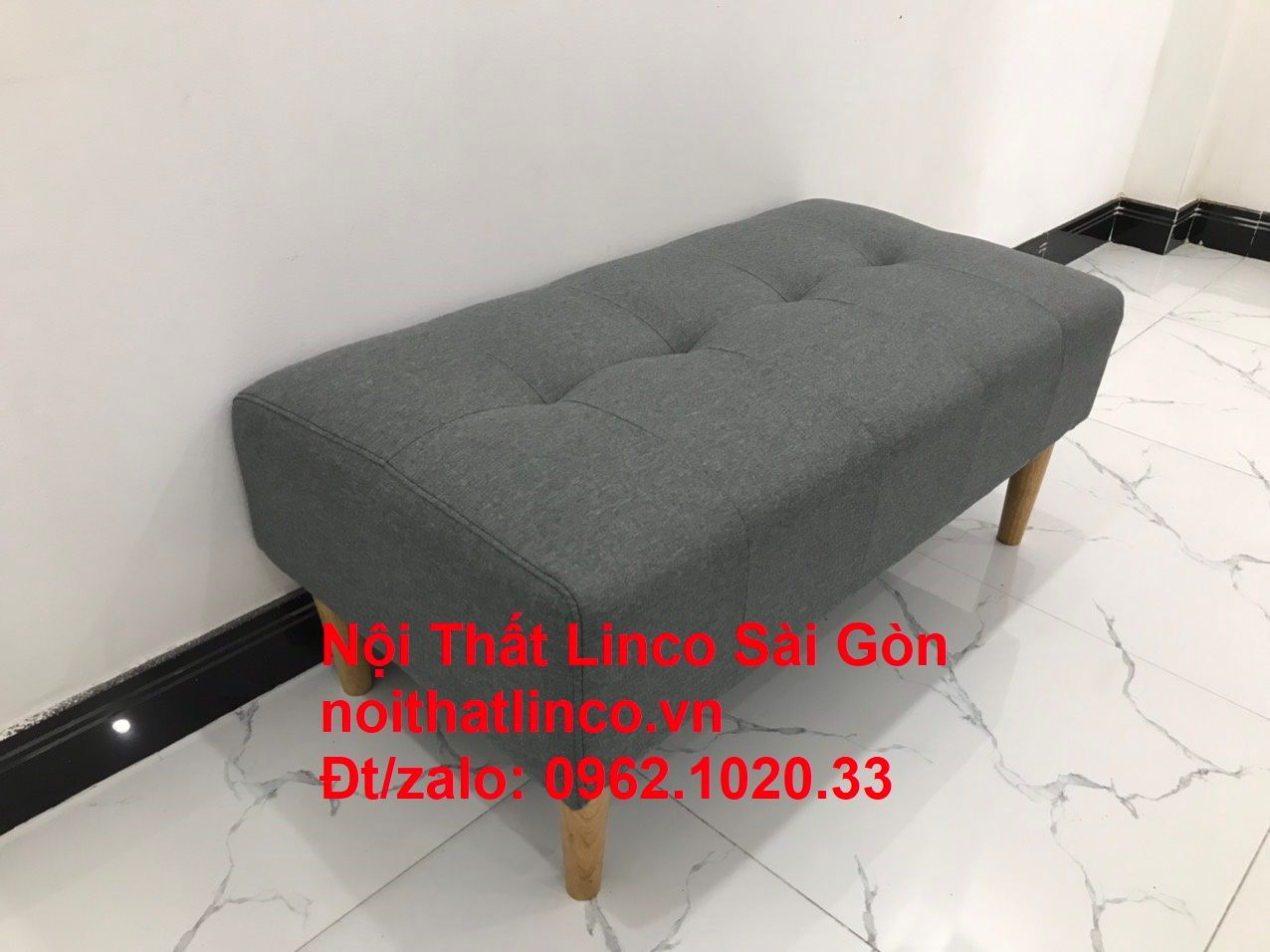 Ghế đôn sofa chữ nhật xám đen dài 1m giá rẻ | Nội thất Linco Sài Gòn