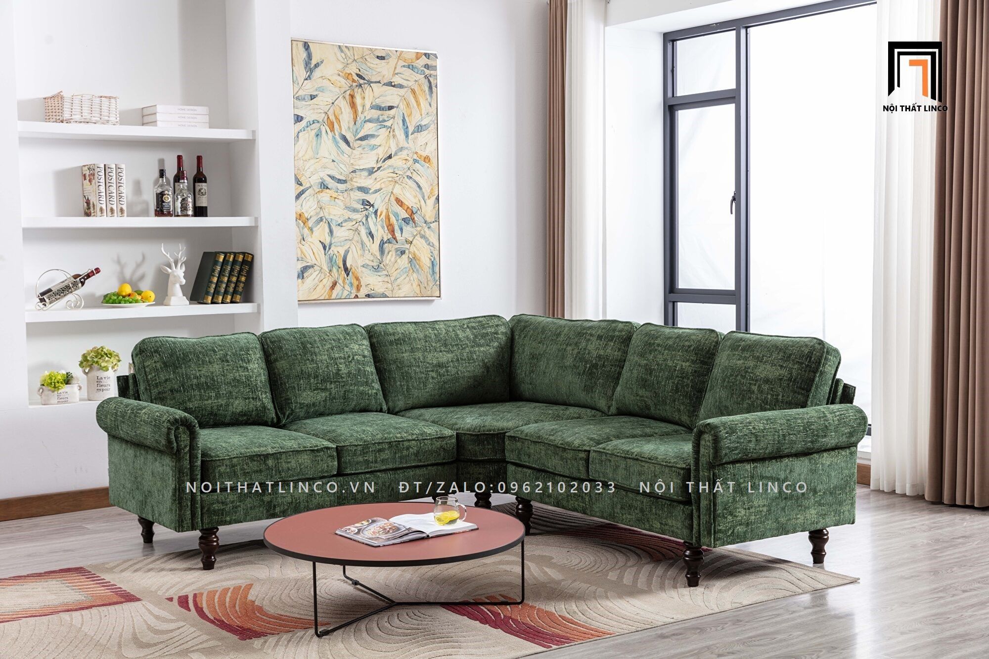Bộ ghế sofa góc L 2m2 x 2m2 GT68 Winston sang trọng