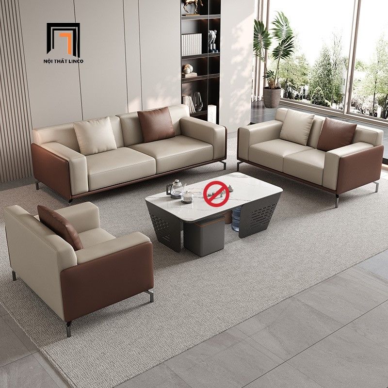 Set ghế sofa phòng khách hiện đại KT153 Jamal da giả cao cấp