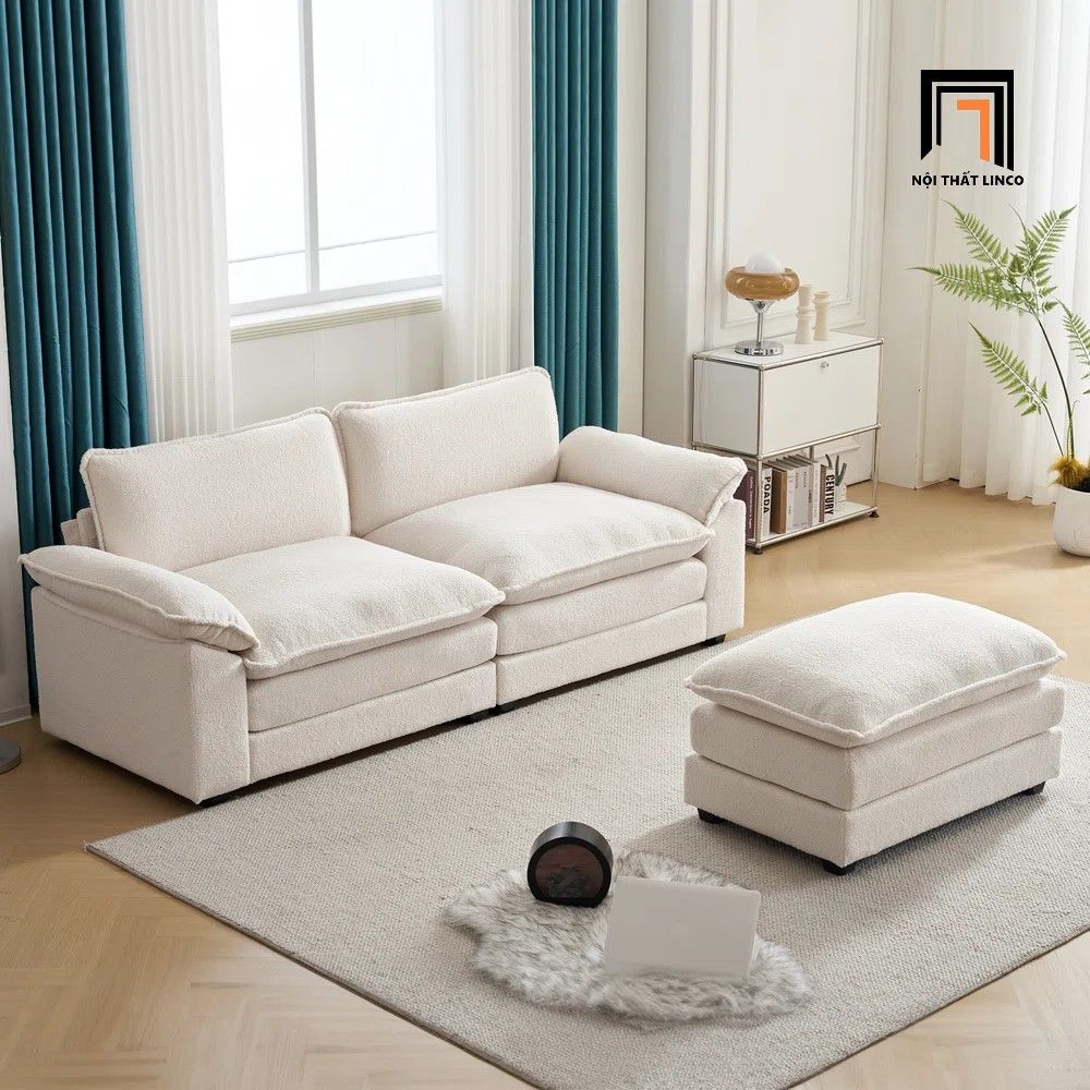 Bộ ghế sofa băng nỉ 1m9 BT239 Santie màu xanh đậm